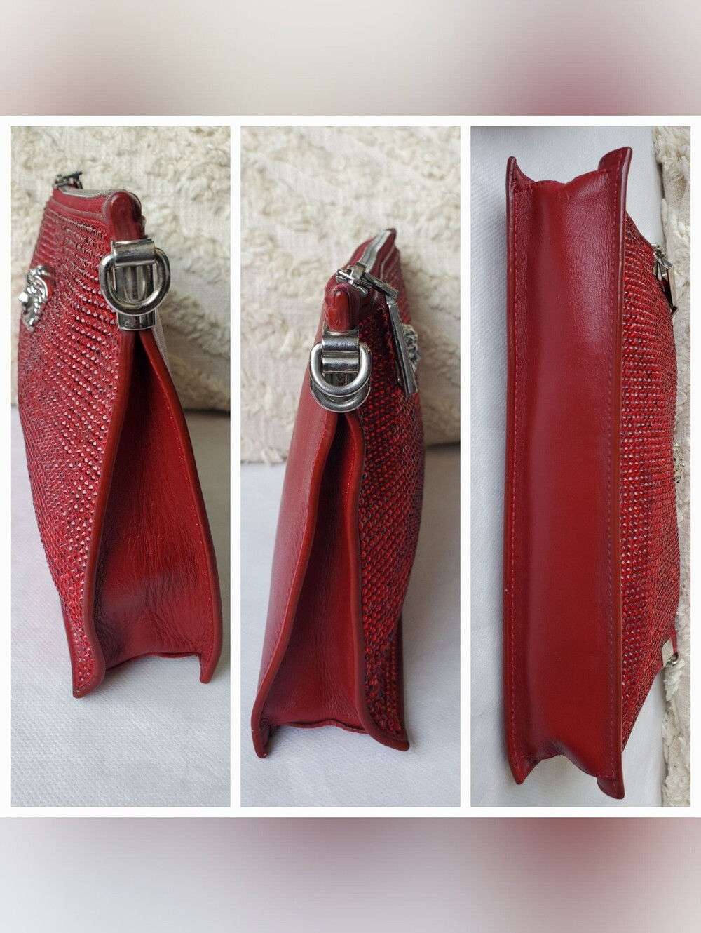 Versace Red Crystal-Embellished Wristlet Clutch - Picture 15 of 16